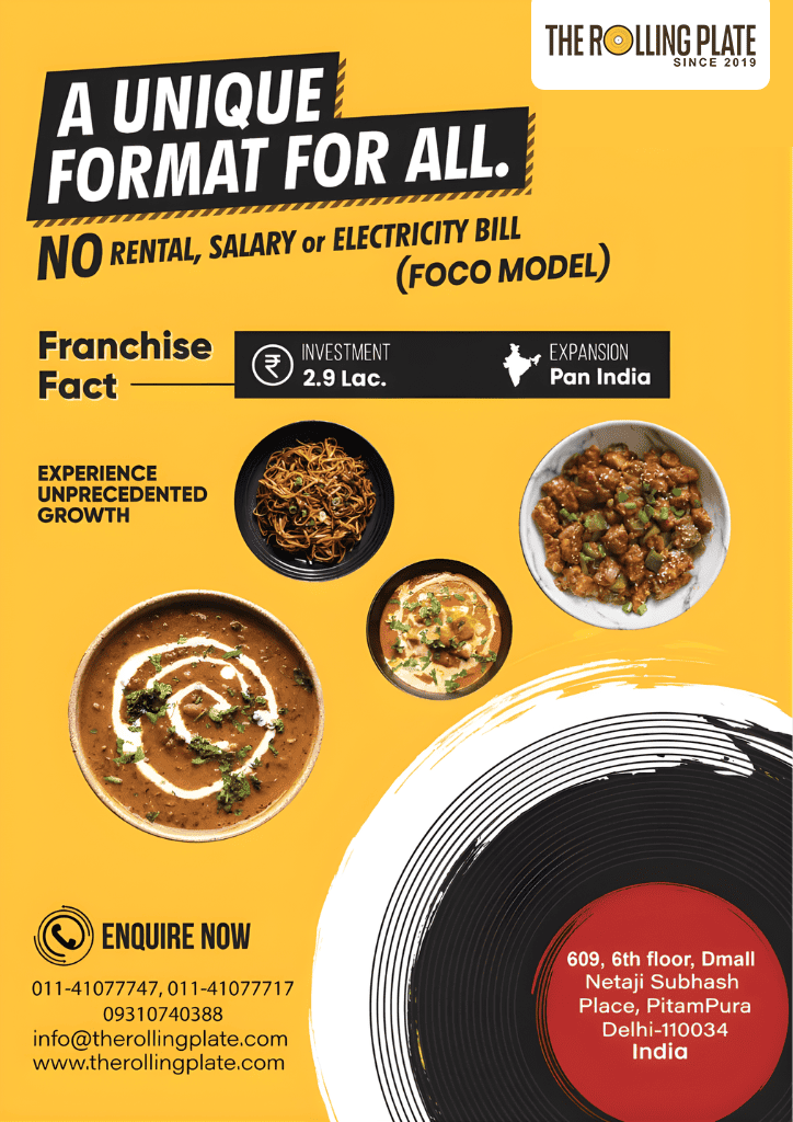 Cloud kitchen franchise model with no rent no salary no electricity cost by The Rolling Plate